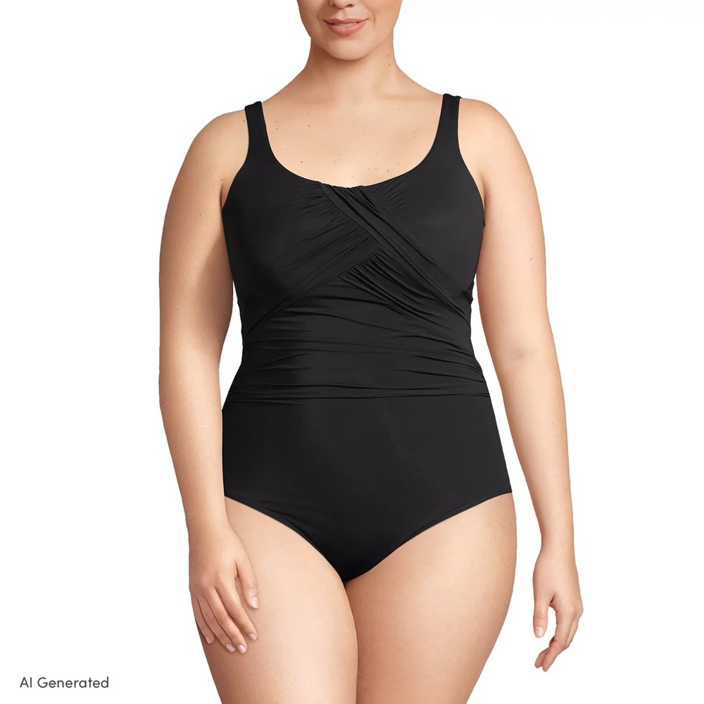 Lands End Slender Carmela Underwire One Piece Swimsuit Womens 24W Blackberry